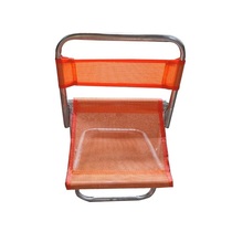 Metal folding stool with backrest portable outdoor queue sitting train mesh chair fishing stool