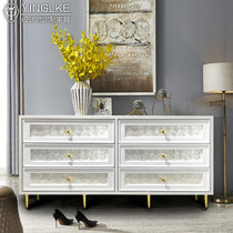 Light luxury entrance door entrance cabinet Nordic simple shell side cabinet Soft company decoration cabinet Foyer partition cabinet Six-drawer cabinet