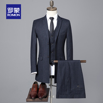 Romon suit suit suit mens best man groom wedding dress business professional dress slim suit mens suit three sets