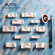 Hotel Table tableware pure white ceramic chopsticks stand dual-use chopsticks rack chopsticks Chopsticks spoon support