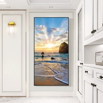 Hand-painted oil painting Sea landscape hanging painting modern porch corridor aisle decorative painting vertical sea view sunrise living room painting