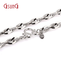 GSUNGPt950 platinum couple necklace for men and women shiny white gold diagonal rope necklace custom platinum mens chain