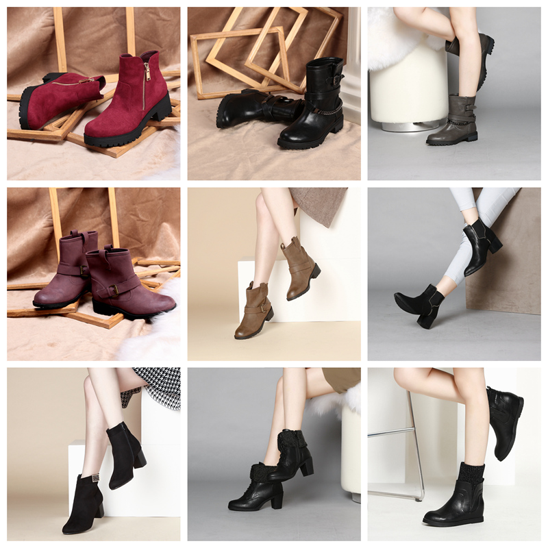 Daphne Winter Warm Boots Chelsea Boots Fashion Casual Women's Shoes Pure-color Slope-heeled Long Boots Shoes Martin Boots
