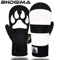 2021 New BNDGIMA ski gloves men and women waterproof thick warm double veneer goatskin cartoon muffin