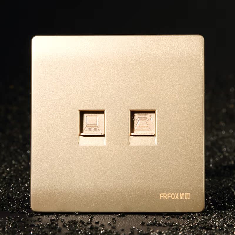 Youhu Switch Socket Panel 6F Computer Telephone Socket Panel Champagne Golden Dark Wall Switch Panel