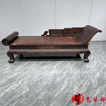 Big red rose branch carved imperial concubine bed cotoe yellow sandalwood bed single bed mahogany old material tenon and mortise Chinese antique furniture