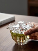 Leafs Flower Petal Shaped Hand Grip Cover Bowl High Boron Silicon Heat Resistant Transparent Own Filter Handmade Tea Tea Lotus Kongfu Tea Furniture