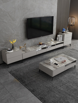 Light luxury minimalist rock board coffee table TV cabinet combination Italian living room TV cabinet modern simple marble floor cabinet