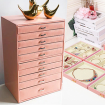Jewelry box with large capacity 10 ten layers of leather jewelry storage box Korean girls gift little red book tremble sound same model