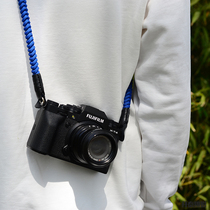 Blue Blue Leather First layer Nappa Cowhide Nikon Z Fuji Micro Single Lanyard Halter Neck Shoulder Strap Camera Strap