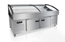Hui cold storage frozen display cabinet stainless steel seafood cabinet Three-layer ice table display cabinet Horizontal fresh cabinet three-stage