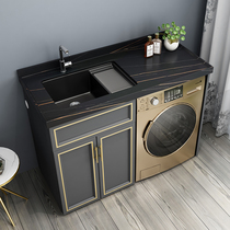 Rock board balcony laundry cabinet combination laundry pool tank integrated cabinet Washing machine companion cabinet with washboard Marble countertop