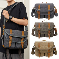(Elephant station)One shoulder photography bag Canvas cowhide bag Messenger liner SLR camera bag Micro single retro