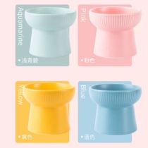 Adult young cat ceramic high foot neck protection non-slip tipping canned dishes Grain rice water basin bowl (good quality)
