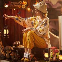 Pajamas female spring and autumn womens new two-piece Net red pajamas female Korean cartoon cute suit female home wear