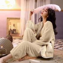 Pajamas set womens 2021 autumn and winter new double-sided coral velvet sweet and lovely girlfriends home clothes two-piece set