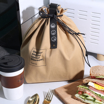 Japanese-style ins tooling style portable lunch box bag bento bag canvas drawstring insulation niche lunch bag office worker