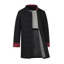 Winter mens Tang linen long cotton coat Chinese style retro cotton clothes loose size Chinese cotton jacket