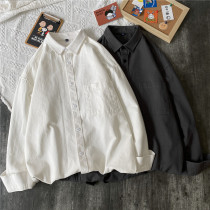 @ Gangzi literary male retro Hong Kong style Japanese white shirt Korean trend handsome loose long sleeve shirt jacket