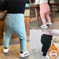 Baby large PP pants in spring and autumn with velvet female baby outside wearing foreign air children pure cotton pants girl thin suede underpants