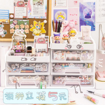 Transparent drawer pen holder Student creative desktop girl cute pen holder ins Girl childrens stationery storage box