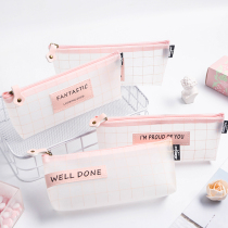Three years second class transparent pencil bag female simple stationery box ins Japanese storage stationery bag Student dirty pencil box