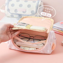 Three-year second class multi-functional large capacity canvas pencil bag Japanese ins niche stationery box Simple portable pencil box