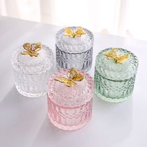 High-grade light luxury crystal glass candy jar cotton swab storage box household jewelry box storage jar Nordic ins