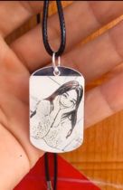 Necklace sterling silver pendant engraved photo text couple birthday Valentines Day gift silver jewelry private custom