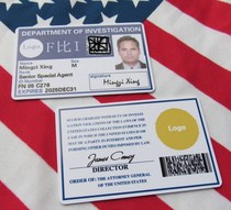 Federal F-B-I identity PVC card US Survey Bureau ID film and television props card custom