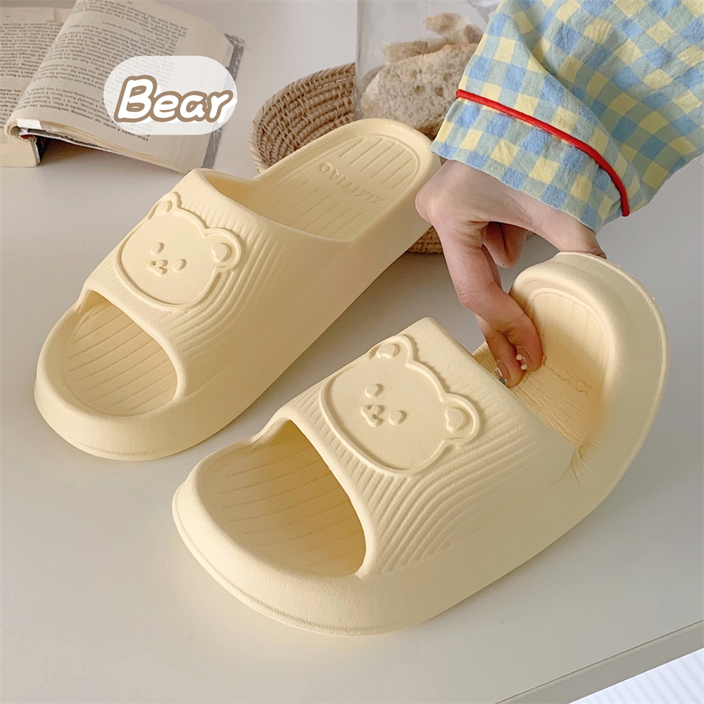 Slim, soft, cute, and cute little bear slippers for men and women. Summer indoor home EVA anti slip and fecal feeling couple sandals