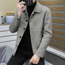 Light luxury double-sided cashmere coat men short fashion lapel woolen jacket casual youth business woolen coat tide