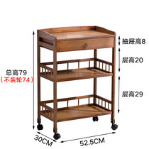 Bamboo and Wood mobile dining car multifunctional tea cart household kitchen rack wine truck three-layer carts