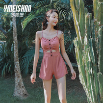 Yi Meishan swimsuit female summer small man conjoined 2021 New Conservative belly thin water park swimwear