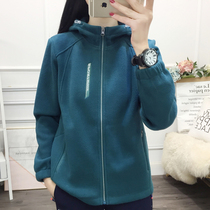 Womens spring and autumn outdoor windproof and warm sweatshirt inner container fleece hooded sports casual jacket