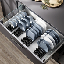 Kitchen bowl storage rack Cabinet drawer Built-in cutlery Layered separation plate bowl cabinet cupboard bowl storage rack