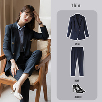 Blazer women autumn and winter high end 2021 New style black striped dress small suit business suit