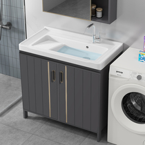 Balcony laundry basin with washboard Integrated Household ultra-deep ceramic sink toilet sink floor-standing laundry pool