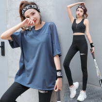 Summer large size fat sister 200 pounds loose running speed drying gym sports suit womens breathable fitness clothes