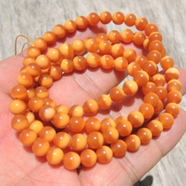 Dialect treasures giant leakage rare Burmese characteristics in half 108 cards 7 yellow dragon jade hand string round beads Burmese yellow necklace Z