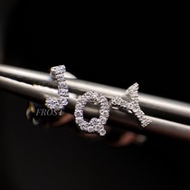 Pig fairy extremely fine letter earrings English word round diamond round diamond round drill earrings earrings ear pin ear pin EAR thread simple style