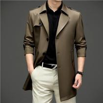 Long windbreaker men spring and autumn 2021 new business casual jacket English style high end simple coat mens
