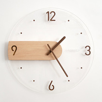 Living room fashion wall clock decoration when clock Nordic modern simple light luxury acrylic wall silent solid wood wall watch