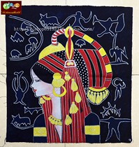 New batik figure painting Guizhou Miao batik framed painting core decorative wall hanging Hani 61*56CM
