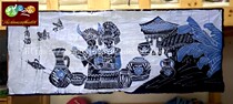 Special promotion batik painting Guizhou Miao batik Batik decorative wall hanging horn wine 105 * 40CM