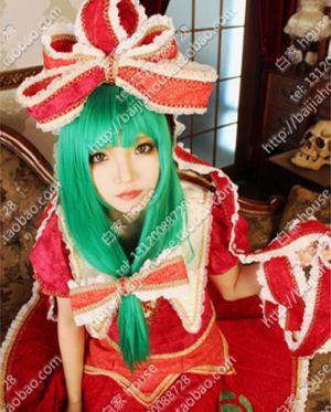 taobao agent COSPLAY wigs, mountain chicks, Oriental Project series green long straight hair anime wigs