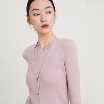 Miiine2022 spring new wool cashmere blend two-piece knitted cardiovert knitted vest suit woman
