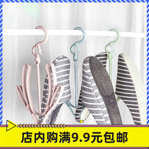 Shoe rack Balcony small double hook drying rack windproof drying rack Double hook drying rack Simple hanger shoe rack drying rack