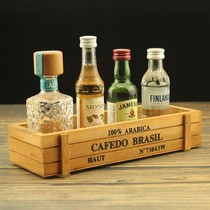 Alcohol bartending bitter essence bottle storage box bar counter retro log decoration box solid wood bar accessories decoration box