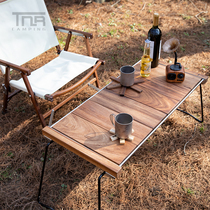 TNR outdoor self driving tour solid wood portable folding table camping barbecue picnic table home storage simple dining table